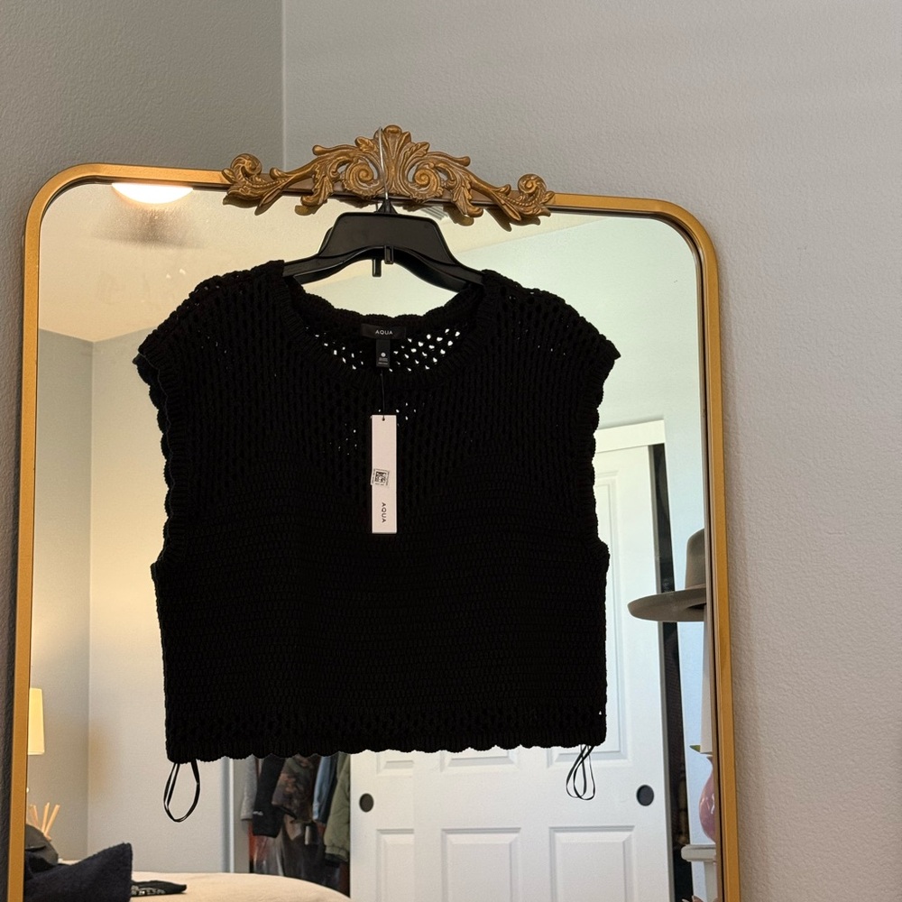 🖤 Aqua Black Crochet/Knit Sleeveless Top 🖤